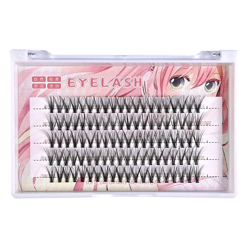 Pestañas postizas de cabello de cabello de fusión en caliente 20P30P transfronterizas, pestañas postizas de cabello de cabello de color rosa, pestañas tridimensionales naturales, pestañas tridimensionales gruesas