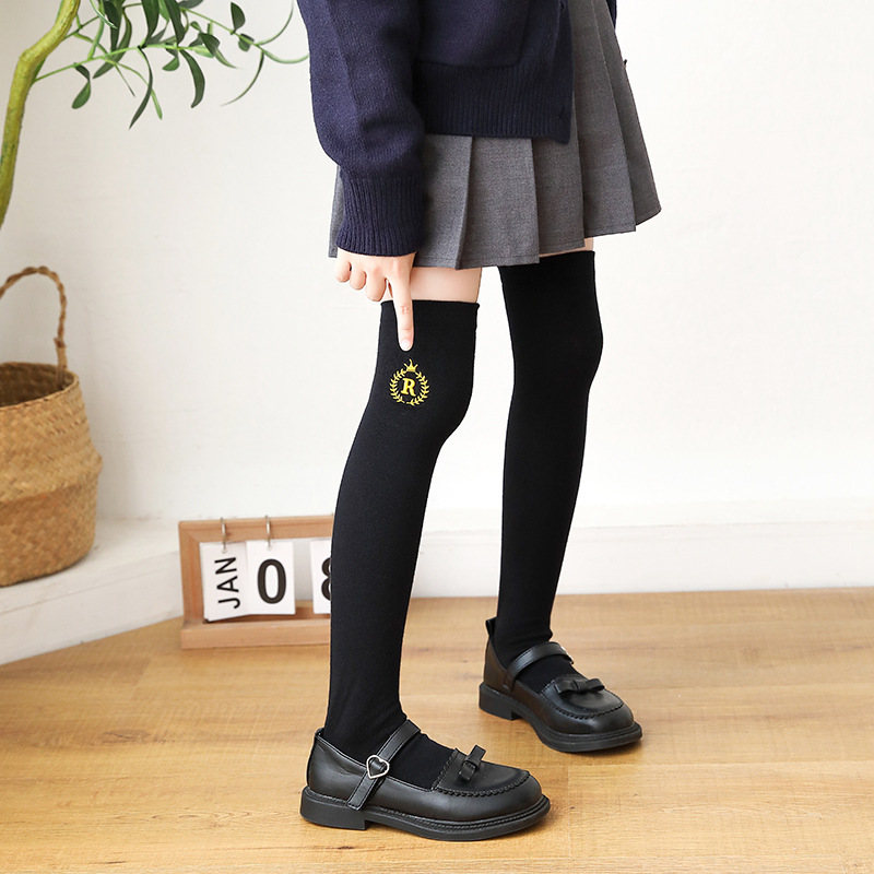 Medias para niños sobre la rodilla Primavera y otoño nuevo estilo preppy calcetines altos para niñas Estilo coreano estudiante moda bebé calcetines a media pierna