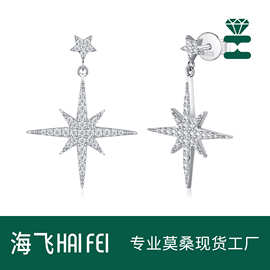 925纯银爆闪莫桑耳饰简约ins风时尚流星耳环个性耳坠欧美跨境热销