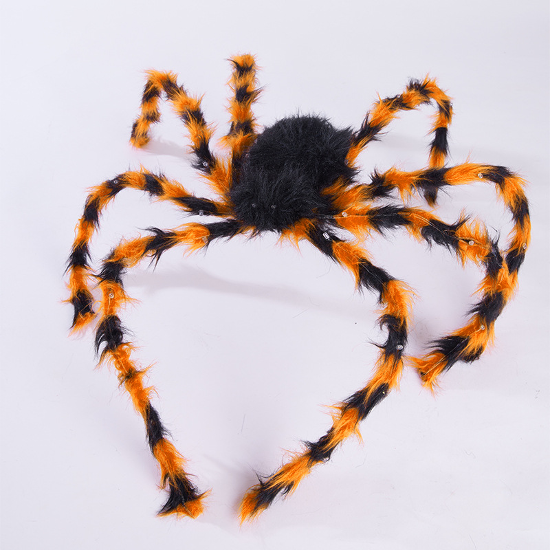 Decoración de Halloween luminosa araña escenario al aire libre decoración de casa embrujada peluche araña props de Halloween