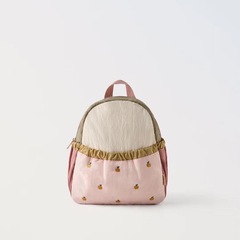 Z家儿童新款双肩包拼色苹果刺绣可爱背包幼儿园书包轻便出游双肩