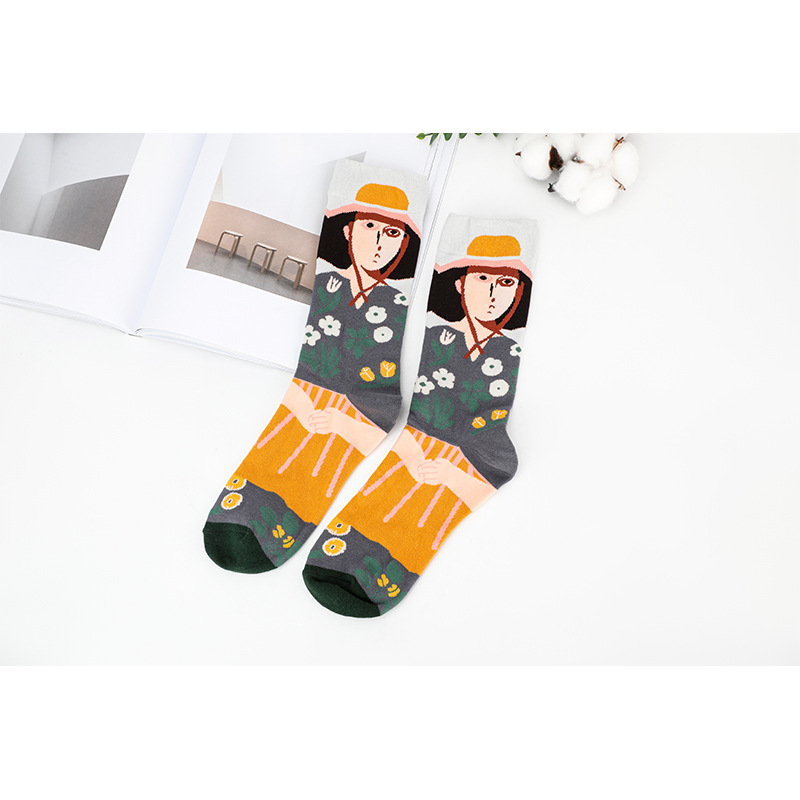 2025d „Neue“ Baumwollsocken der französischen Serie, wadenlang, 32-fädig, Einzelnadel, feiner Jacquard_voghion.com
