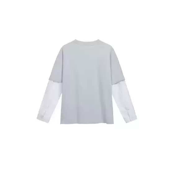 High-End New Product Early Spring New Retro 1996 New Style Printed Casual Loose Fake Two-Piece Long-Sleeve T-Shirt Unisex