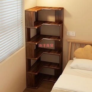 Integrated Corner Solid Wood Bookshelf Storage Rack Wall-To-Ceiling Narrow Cabinet Home Corner Storage Shelf Bookcase Storage Cabinet
