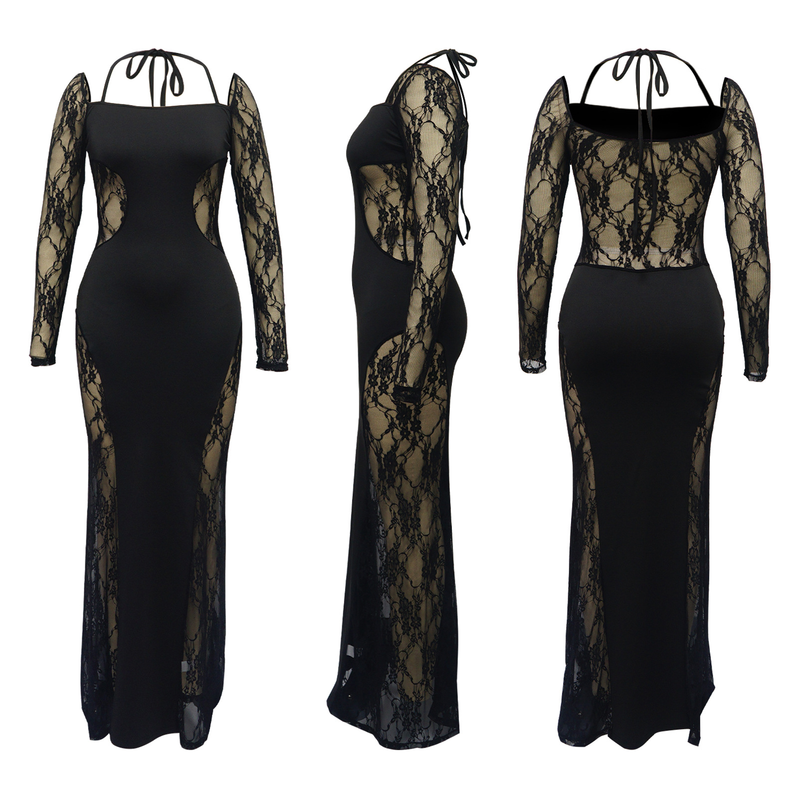 Elegant Women's Lace Splicing Evening Dress For Special Occasions_voghion.com