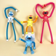 New Cross-border Suction Cup Astronaut Telescopic Transformable Stress Relief Lighted Cartoon Smart Toy Stretchable Telescopic Tube Toy