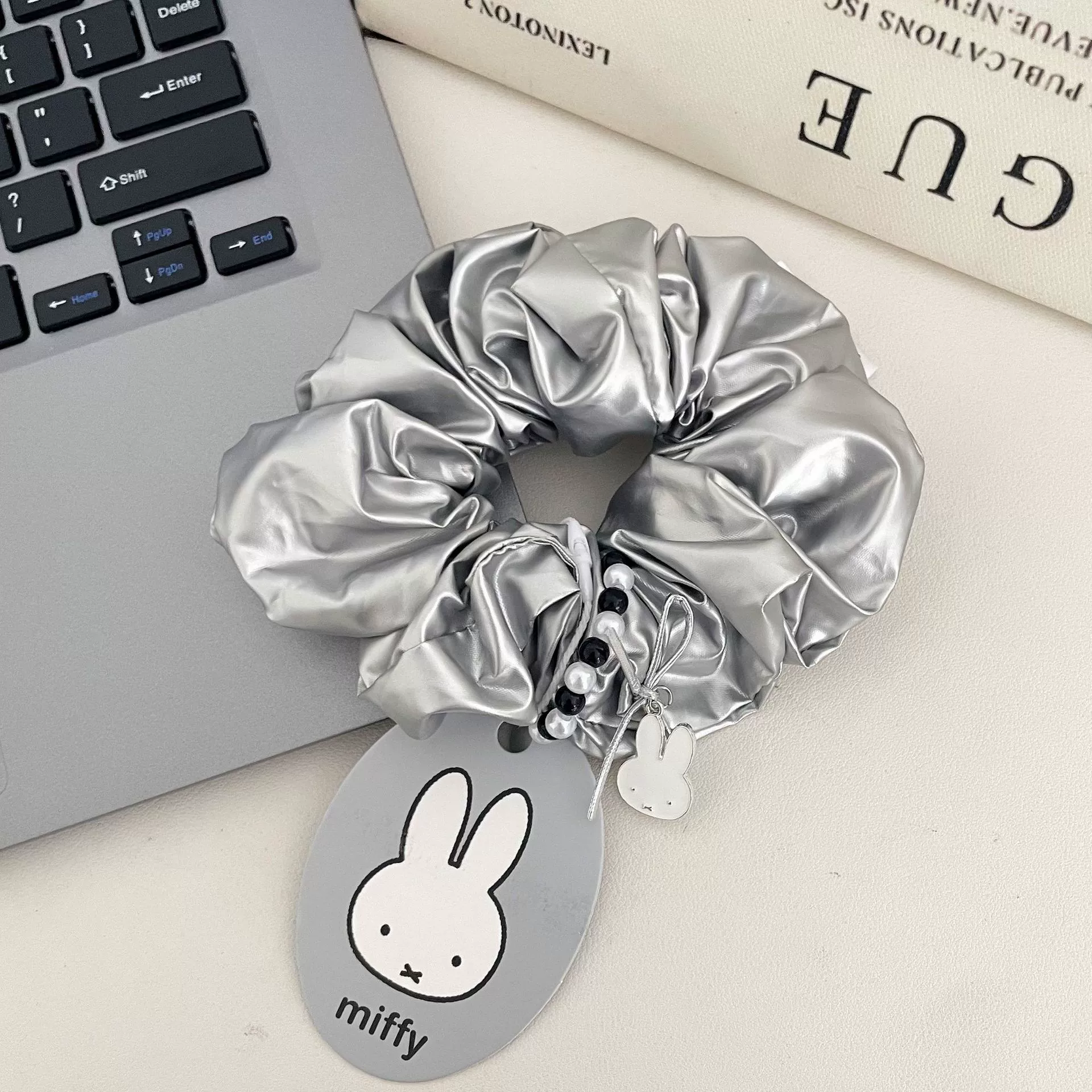 Набор для волос Miffy: ободок и банты-резинки в корейском стиле, клетчатые резинки (кремовый краб-пряжка)