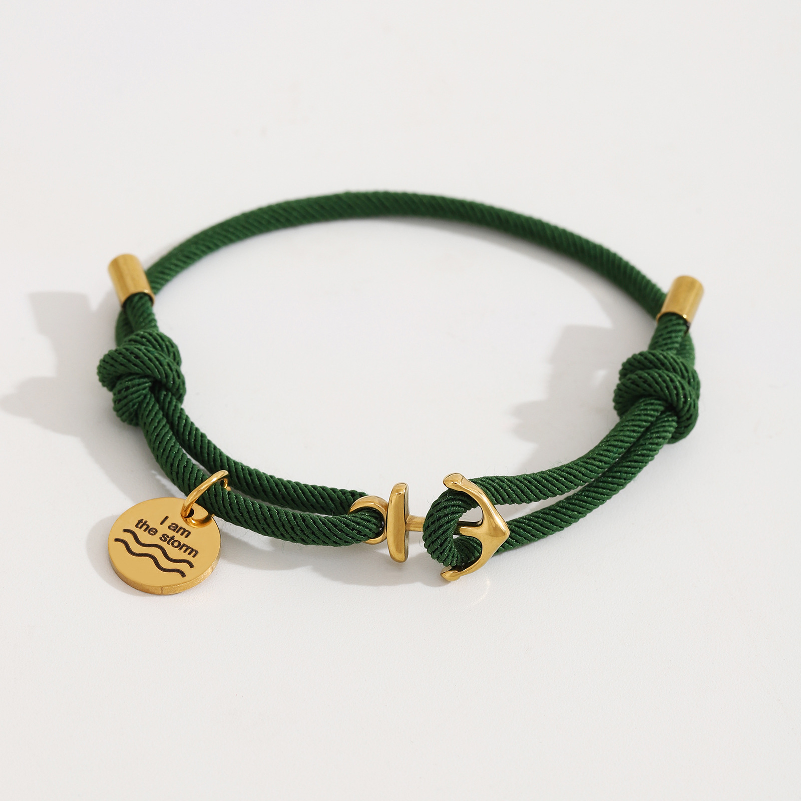 Round Anchor Milan Military Green Bracelet Gold Accessories
