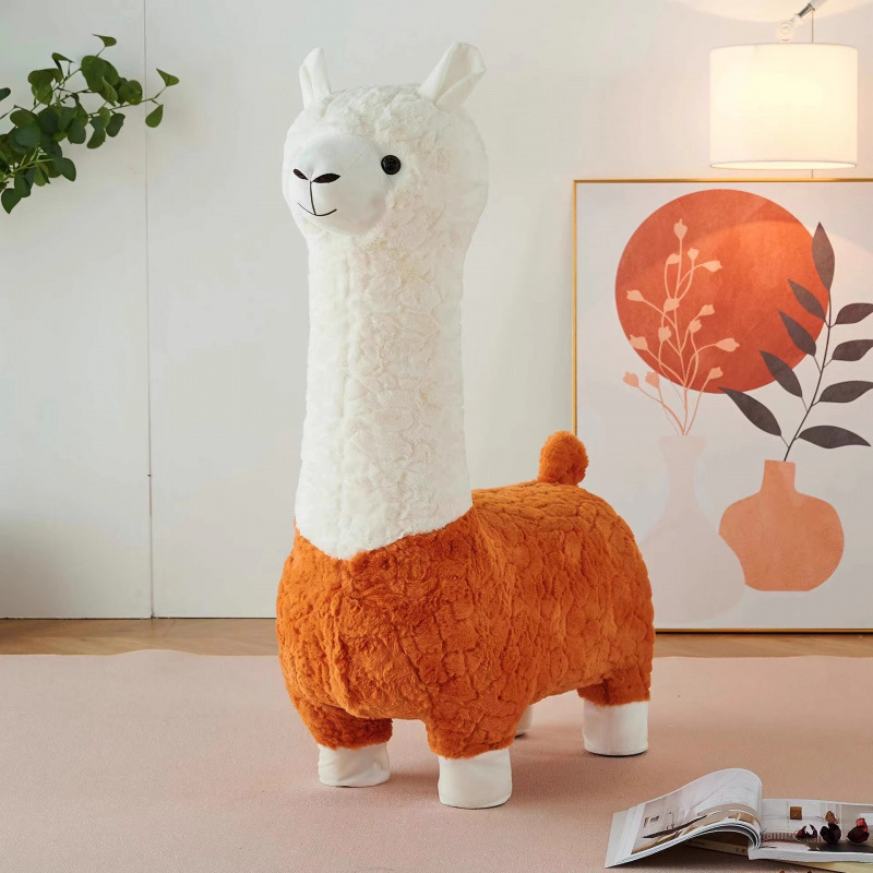 Internet celebridad creativa taburetes de alpaca de tamaño grande sala de estar adornos de suelo asiento de animales de peluche regalo de mudanza de nuevo hogar