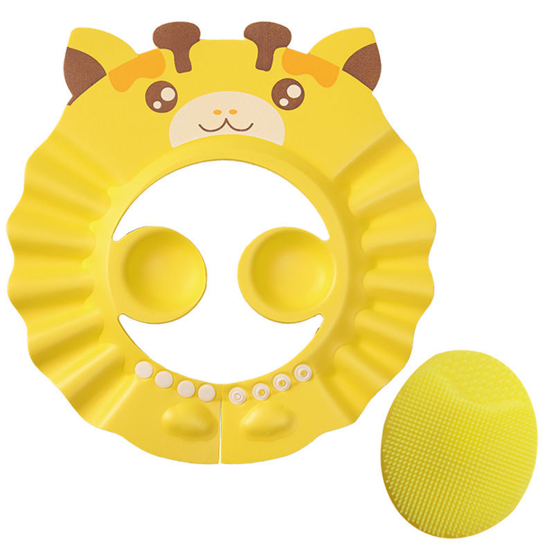 만화-바위 노란색 (귀 보호) + 샴푸 브러시