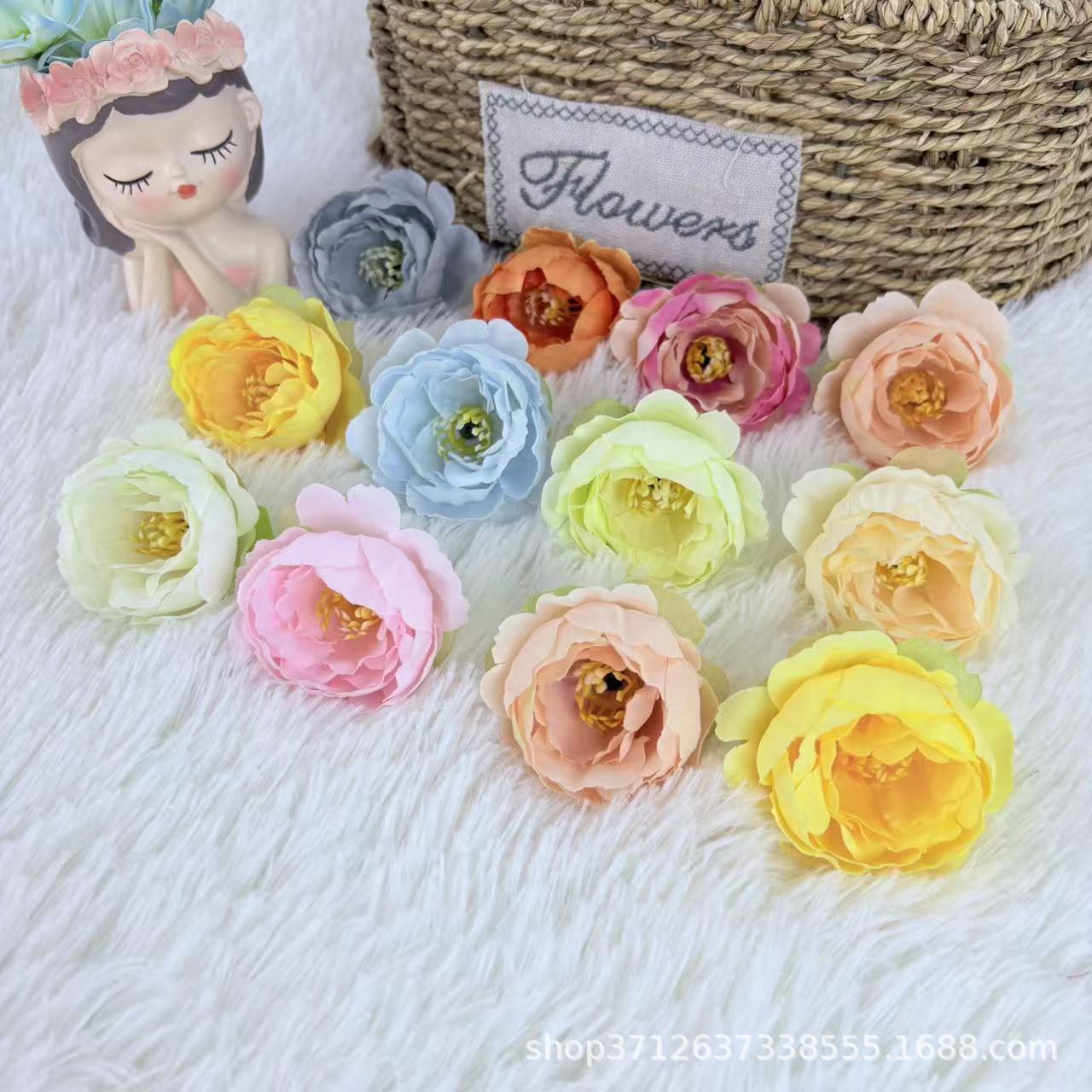 Factory Direct Sale of Realistic Exquisite Peony Core Peony Flower Heads for Wedding Decoration Hairpin DIY Hair Accessory with Flowers