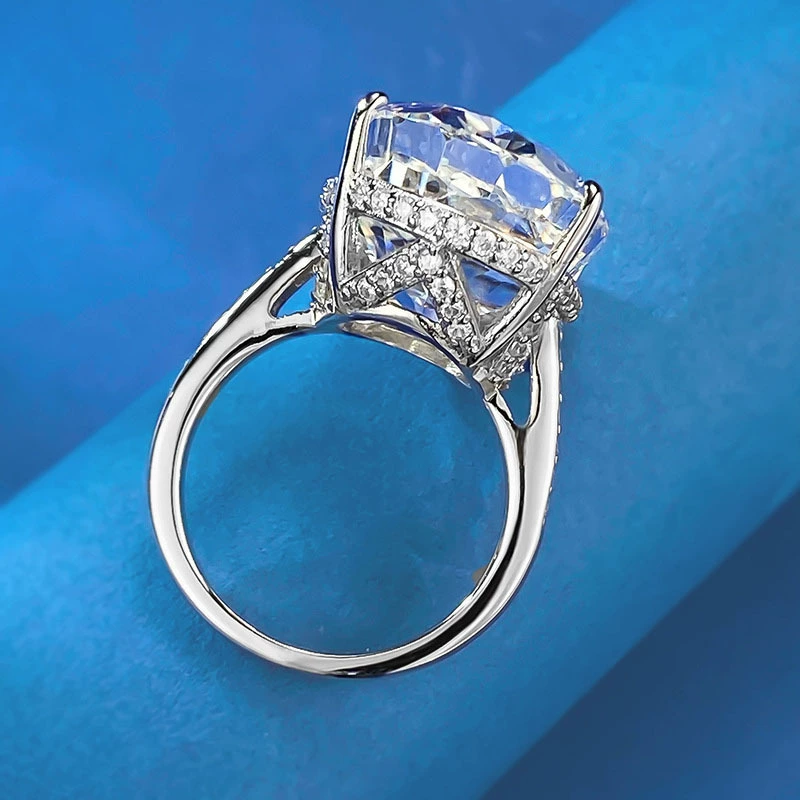 Ювелирные изделия Mujing Европейско-Американский кросс-бордер AliExpress независимый сайт 13*20 крупный карат голубиное яйцо айс-флор Cut серебряное кольцо для женщин