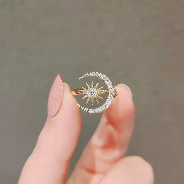 Turkish Star and Moon High-End Light Luxury Ring Minimalist Niche Simple Personality Ins Trendy Open-Ended Women's Ring