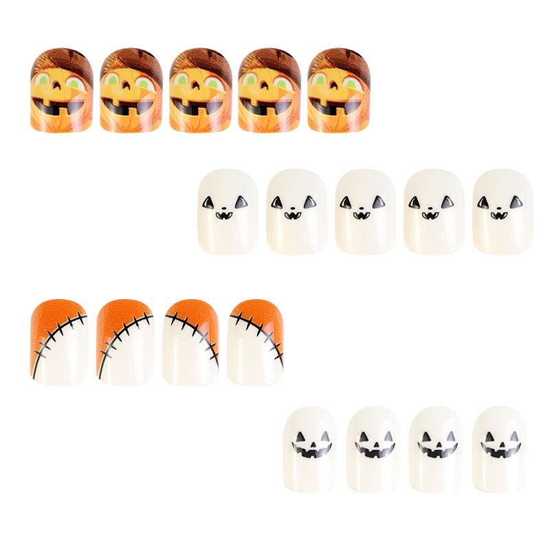 Halloween corto cuadrado uñas pieza Ghost bat desgaste uñas acabado manicura Ins Comercio exterior falso uñas al por mayor