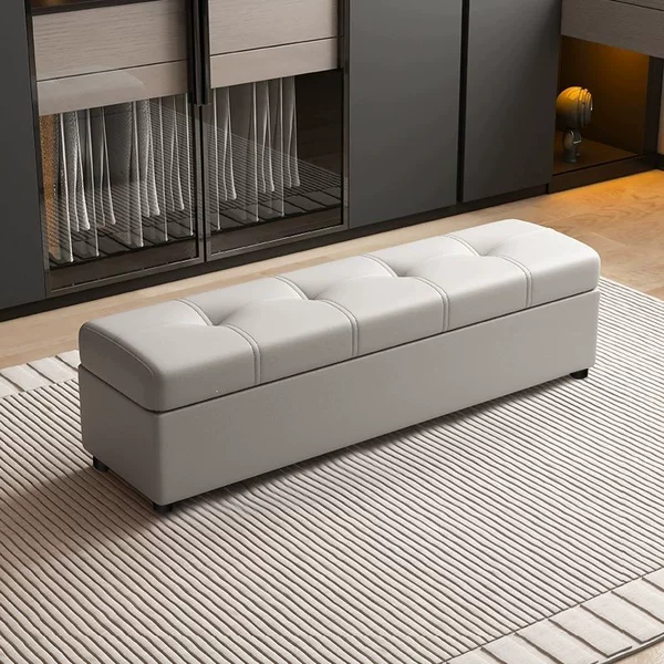 End-of-bed bench with storage, footrest, Italian minimalist style, shoe-changing bench for dressing room, bedroom end-of-bed stool, sofa bench with storage