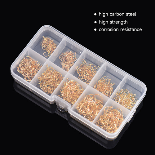 27072 [Black gold boxed tube with Iseni mixed package] 3#-12#600PCS fishhook fishing needle with hole