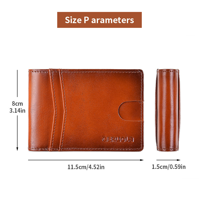 Amazon estilo caliente de cuero para hombre, clip de oro estadounidense, posición de varias tarjetas, primera capa de cuero, posición de varias tarjetas, billetera, hombre