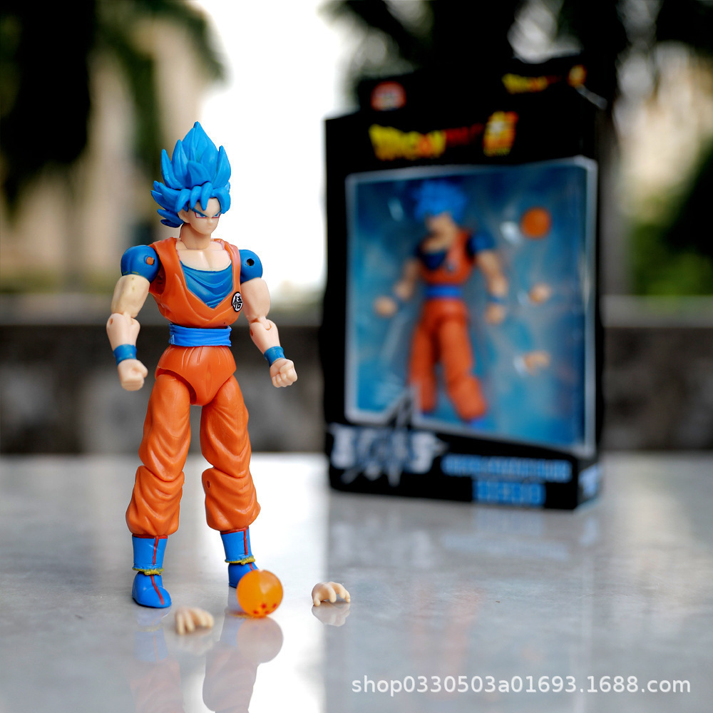 La articulación se puede mover versión simple Dragon Ball Black Haior Wukong caja de color ventana abierta azul Dragon Ball caja modelo de figura al por mayor