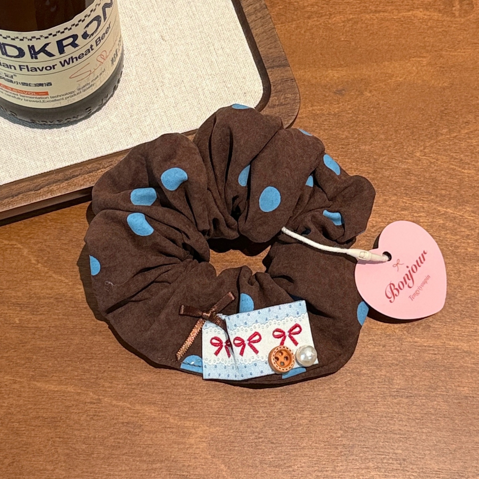 Nuevo borde de encaje retro, lazo para el cabello, sentido de alta gama, gran intestino grueso, corbata de otoño e invierno, cuerda para el cabello, cuerda para el cabello para mujeres, accesorios para el cabello al por mayor