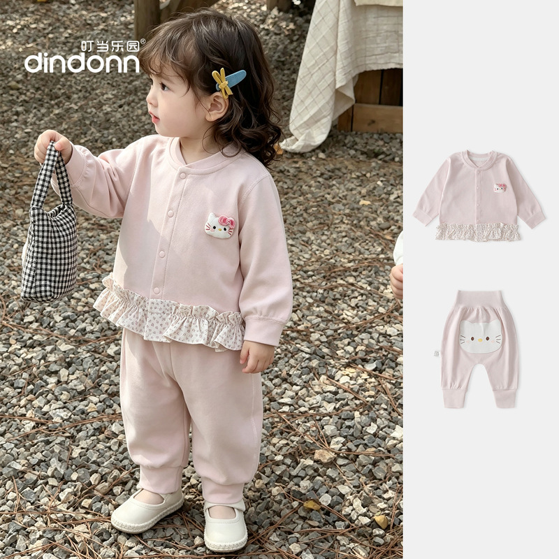 Little Dingdang's new autumn children's clothing for girls, Korean-style sweatshirt two-piece set, long-sleeved top and pants set for girls Little Dingdang's new autumn children's clothing for girls, Korean-style sweatshirt two-piece set, long-sleeved top and pants set for girls