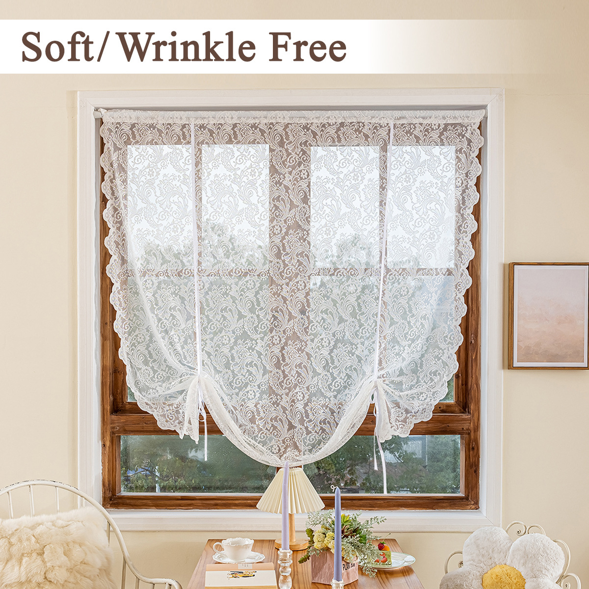 TEMU transfronterizo nuevo encaje de urdimbre anchoa cortina de extracción cortina de sala de estar comedor cortina de semi-obstrucción