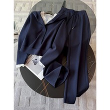 深圳南油套装女秋季新款连帽短款卫衣内搭蕾丝背心阔腿裤三件套潮