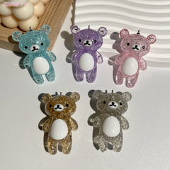 Cartoon Crystal Ice-Cracked Little Bear Acrylic DIY Keychain Couple Car Key Student School Bag Holder Accessory