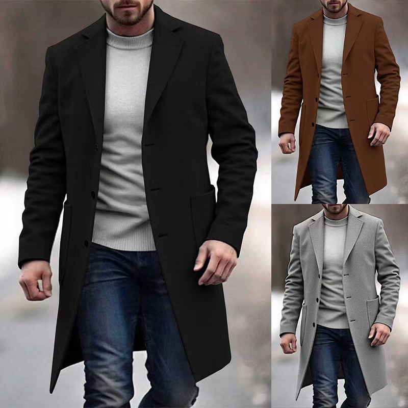 2025 Autumn/Winter Cross-Border European And American Men's Single-Breasted Woolen Trench Coat 124_voghion.com