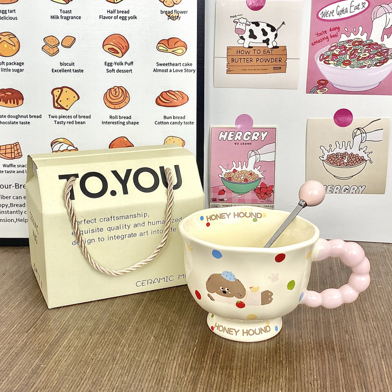 Cute perro de cerámica taza de agua de pareja de chicas taza de oficina taza de café regalo de cumpleaños taza de cerámica