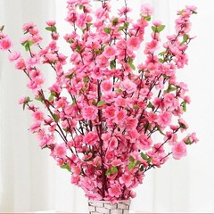 桃の枝 リビングルーム用 フェイク梅の花 単枝 プラスチック製 ドライフラワー 装飾品 室内装飾 ツリー型 桜の枝