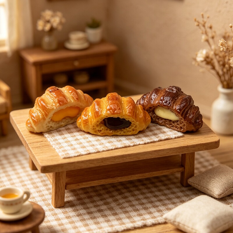 Simulated Croissant Mini Croissant Bakery Miniature Food Toy Keychain Pendant DIY Accessory