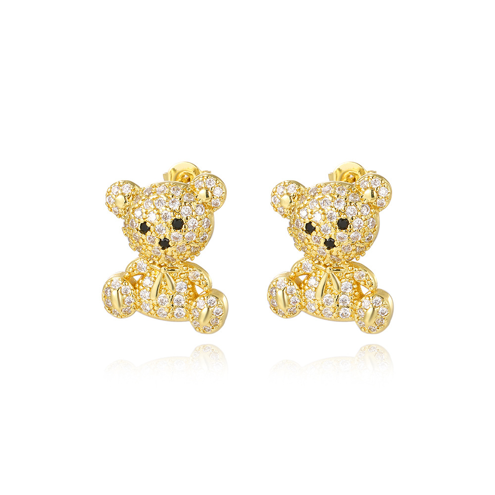 8g Weight Copper Ear Needle Material Ear Studs Classification 1 Pair Quantity Casual, Daily Occasion Copper Material Bear, Heart Shape, Wings Pattern All Seasons Season Women's Gender Plating Design Modern Style, Classic Style Style 1 Pair Modern Style Classic Style Bear Heart Shape Wings Plating Copper Ear Studs 10