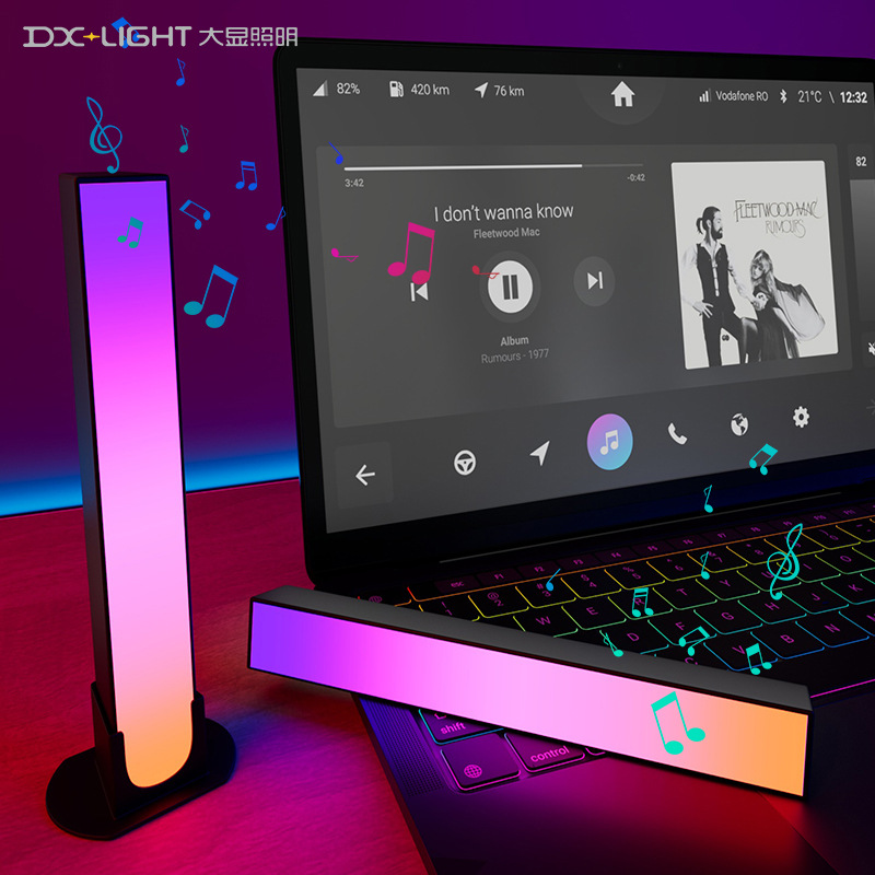 RGB梯形桌面氛围灯 WIFI蓝牙音乐感应拾音灯 电脑桌面背景氛围灯