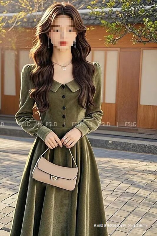Elegant and Stylish Formal Occasion Green Velvet Dress Long Dress for Women Fall 2025 New Model Elegant and Stylish Formal Occasion Green Velvet Dress Long Dress for Women Fall 2025 New Model