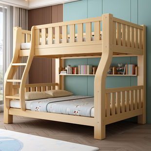 Wholesale Thickened Solid Wood Bed, Adult Bunk Bed, Small Apartment, Multi-Functional High and Low Bed, Children's Bed, Double Layer