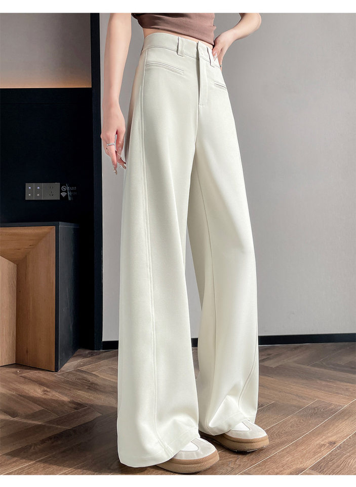 Quần tây nữ ống rộng lưng cao phom suông dài chấm gót — Mơ - Extra Long (Bộ sưu tập mùa xuân, 160cm trở lên), Mẫu Apricot-regular (dành cho mùa xuân và mùa thu, chiều cao dưới 159cm), Xám đậm - Dáng dài (mẫu xuân thu cho người trên 1m60), Xám đậm-đường kính (mẫu xuân thu dưới 159cm) chi tiết 31