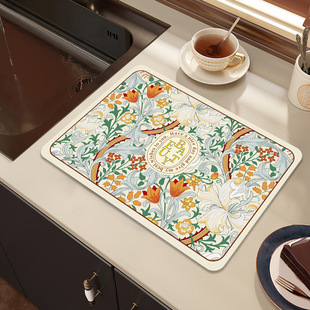 Explosions kitchen diatom mud drain mat countertop absorbent mat wash-free thermal insulation technology cloth soft rubber mat wholesale