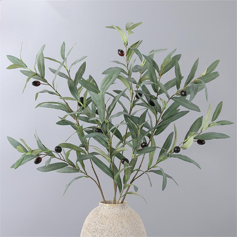 Artificial green plant olive branch wholesale 3 fork wool pulp with fruit fake branch wedding hotel decoration Nordic decoration flower arrangement Artificial green plant olive branch wholesale 3 fork wool pulp with fruit fake branch wedding hotel decoration Nordic decoration flower arrangement