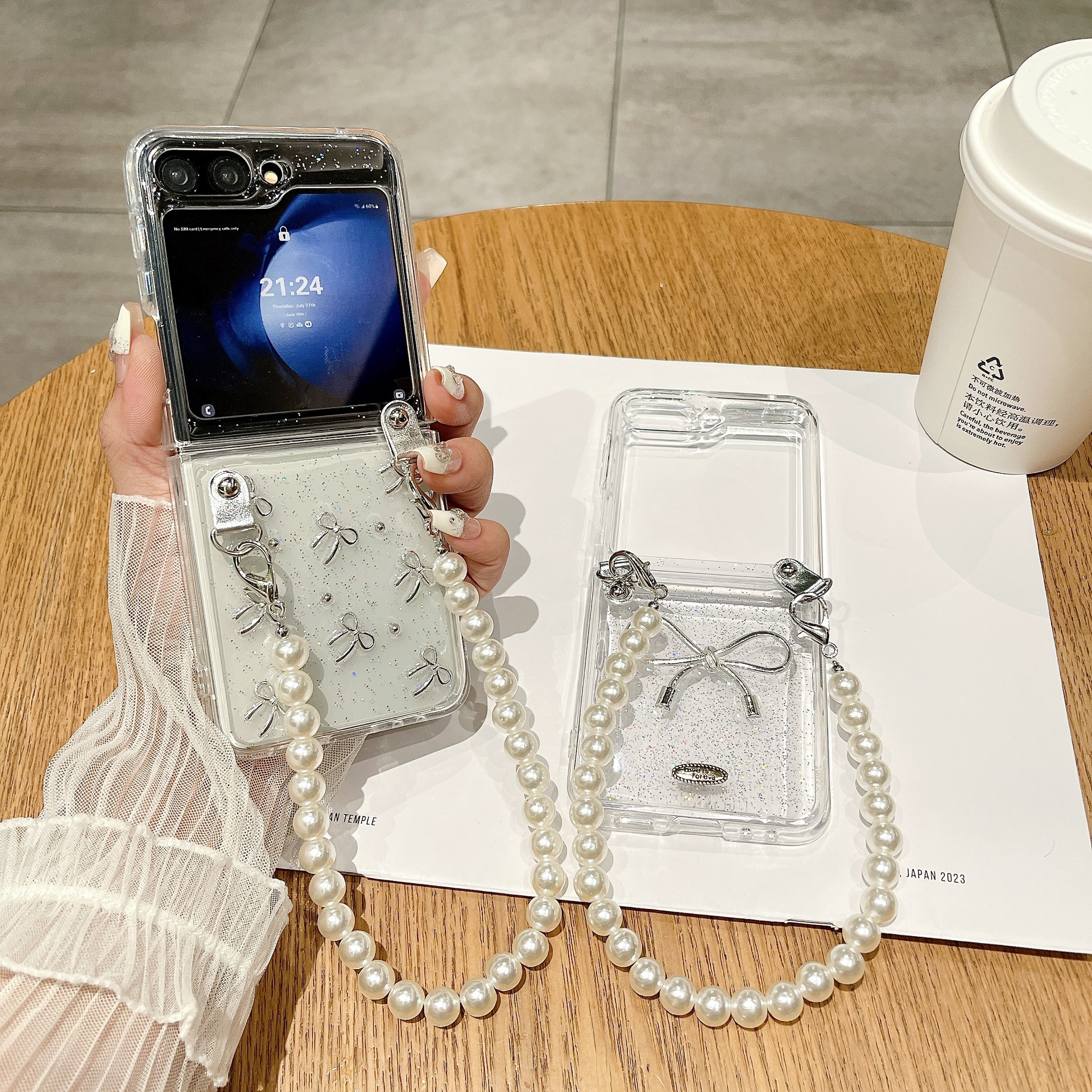 韩风滴胶蝴蝶结适用galaxy zflip6/7/4手机壳三星5代折叠屏保护套