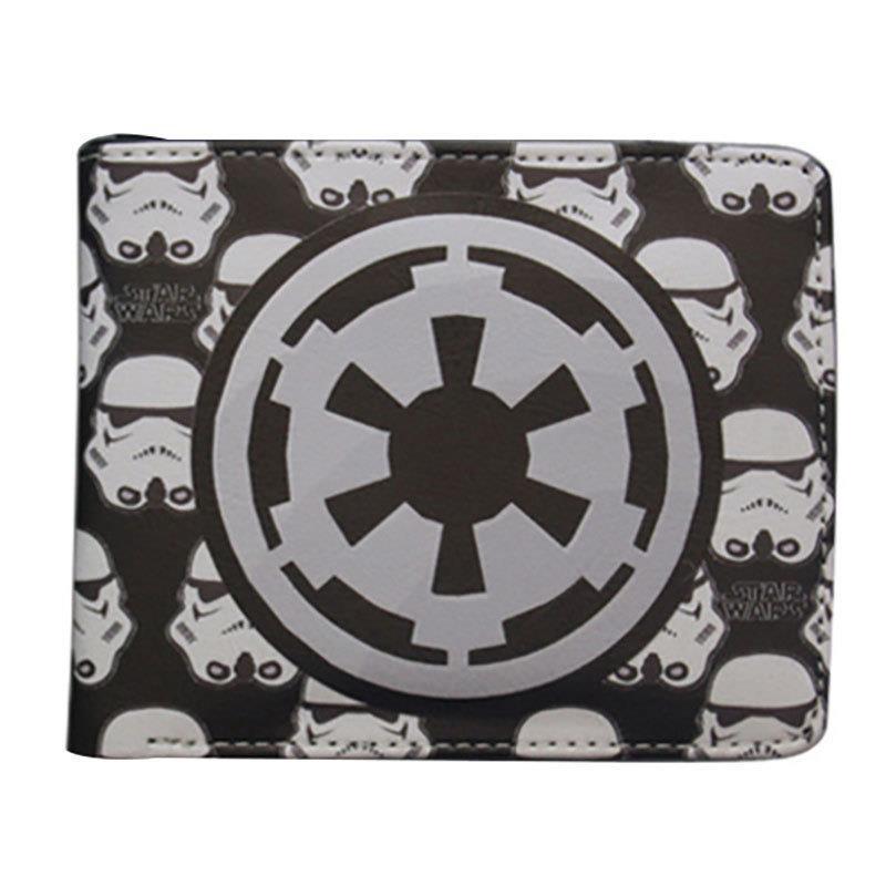 Cartera de Star Wars alrededor del cine y la televisión, guerrero negro, soldado blanco, cartera corta de dos plegados, cartera PU para hombres adolescentes