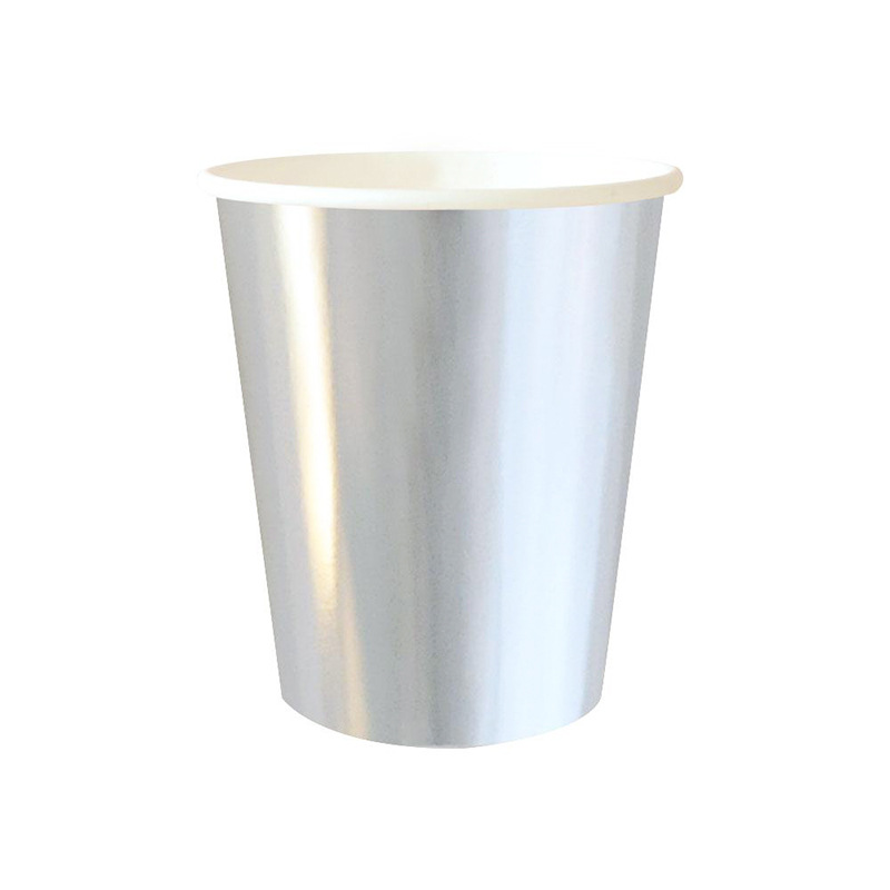 Juego de vajilla de papel desechable traje de fiesta de año nuevo de plata 7 pulgadas plato de papel de 9 pulgadas taza de papel tejido paja decoración