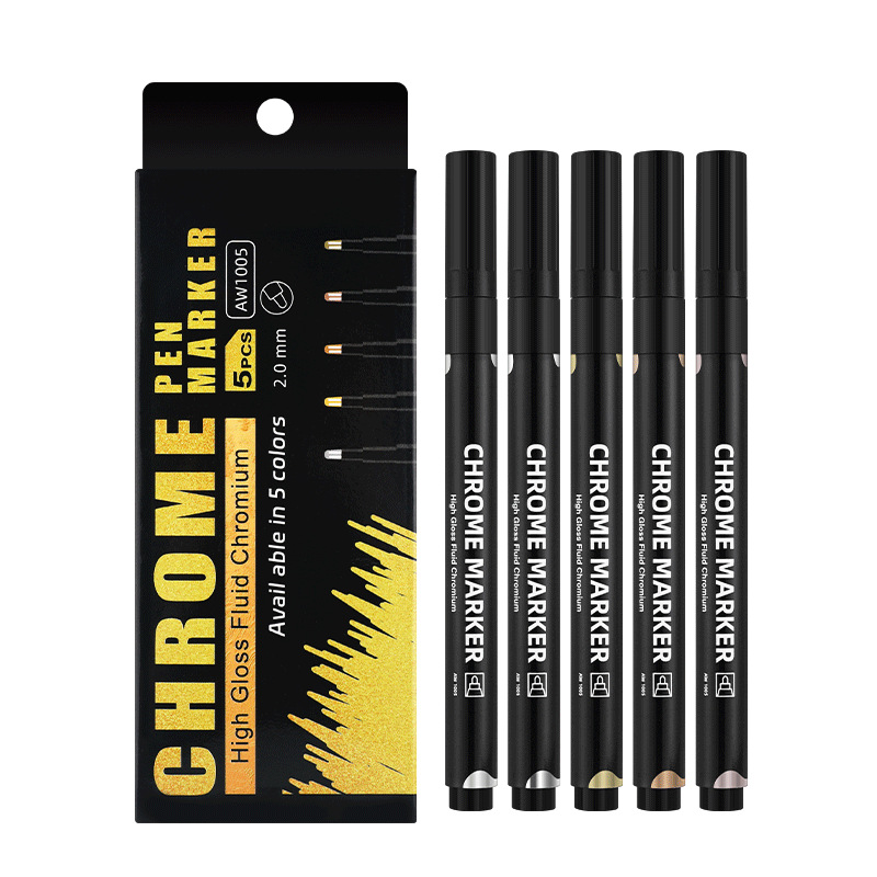 Bolígrafo de reparación de arañazos de modelo Pluma brillante para colorear y colorear Pluma de retoque de modelo de metal Pluma de espejo Pluma cromada al por mayor