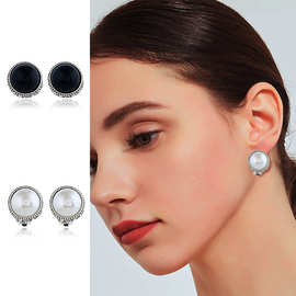 新款欧美时尚无耳洞铜耳夹简约气质珍珠耳环女式耳饰速卖通爆款