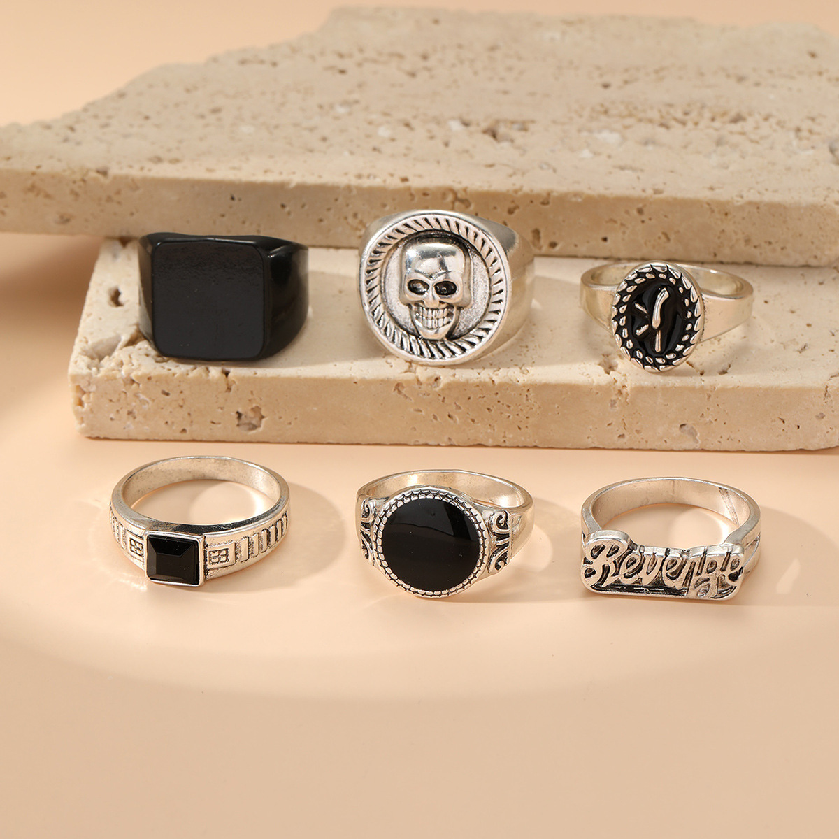 Unisex Gender Hip-Hop Letter Constellation Skull Alloy Plating Halloween Unisex Rings