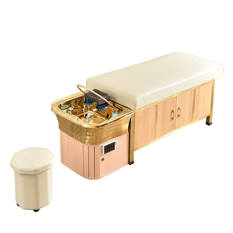 Cama de lavado de cabello con calentador de agua de fumigación integral de circulación de agua para masaje de todo el cuerpo para salón de belleza de orejas especial para peluquería