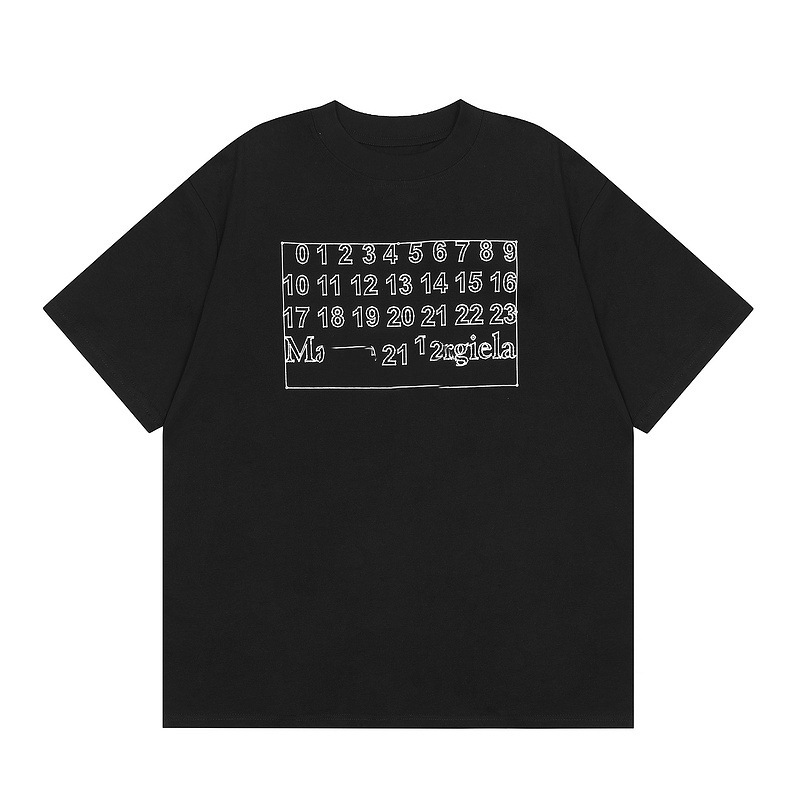 Mm6マギラtシャツ2023夏新作男女カップル服アラビア数字プリント半袖|undefined