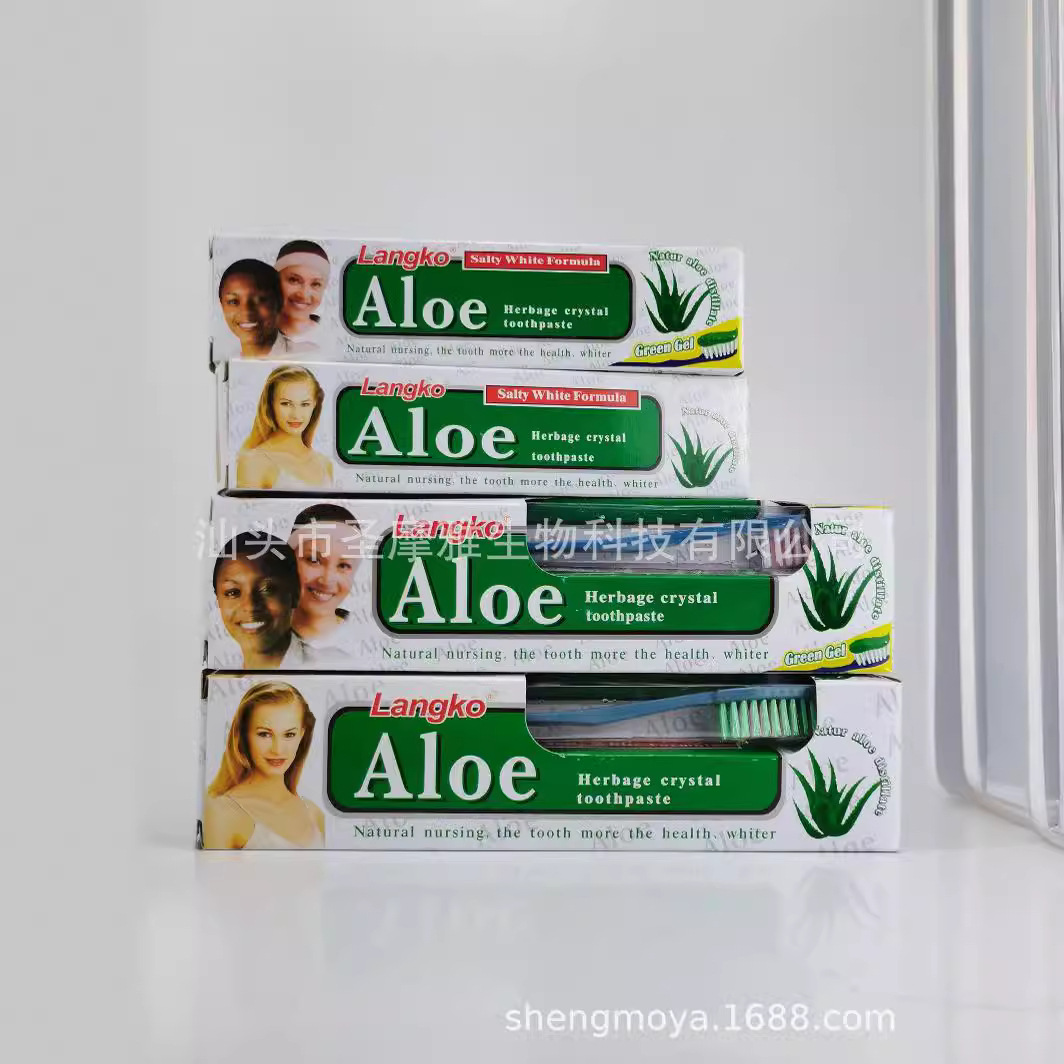 Cross-border foreign trade English export aloe toothpaste aloe toothpaste 105g crystal transparent paste with toothbrush