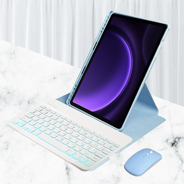 [Backlight] 360 ° Bing Blue Protection Case+Fang Bond Normal Backlight Keyboard+Sending the same color mouse [No Tentacle Pen]