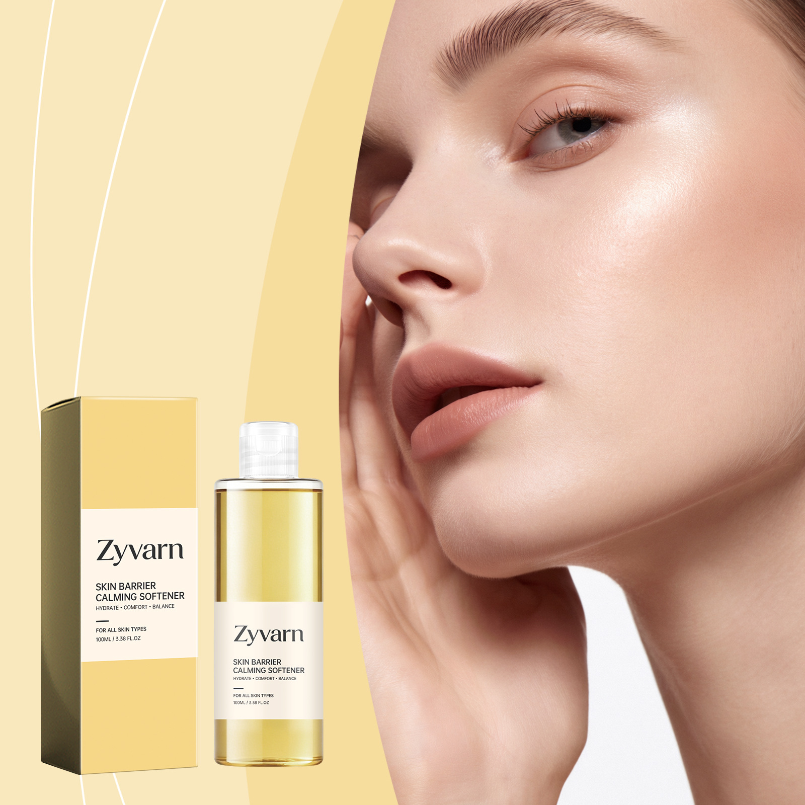 Zyvarn Toner Cares for and Moisturizes Facial Skin, Provides Comfort, Hydration, Delicate Radiance, and Moisturizing Elasticity