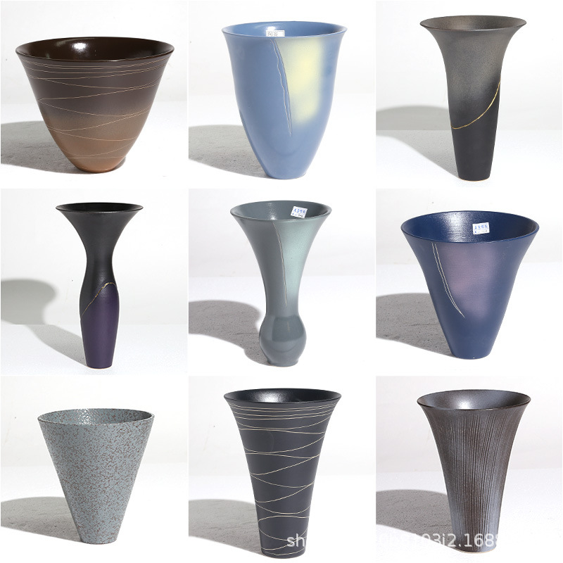 Japanese imported Chifang standing flower vase flower arrangement pottery Zen Japanese style flower arrangement Kenzan flower arrangement pot